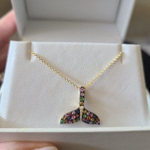 Effy Whale 14k sapphire and diamond pendant